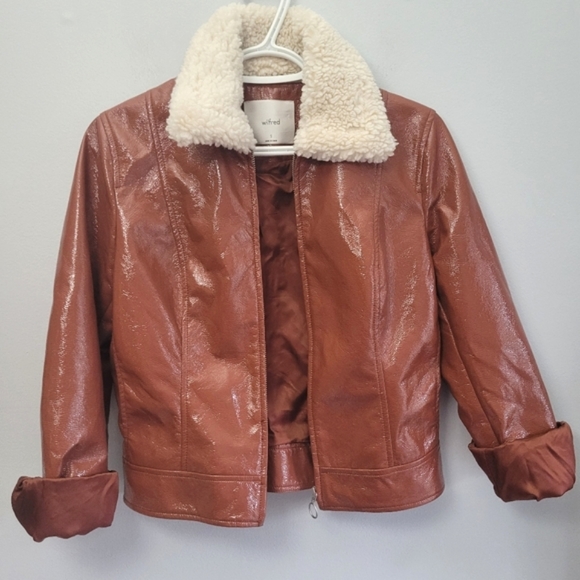 Aritzia Wilfred Tempest Vinyl Sherpa Aviator Jacket - Picture 12 of 14